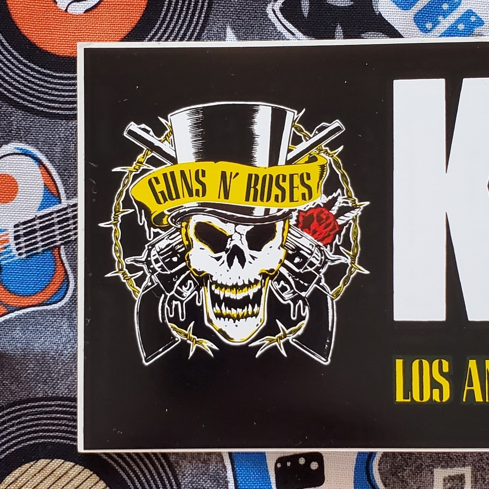 KNAC 105.5 FM Radio PURE ROCK Guns and Roses 1991 pin and bumper sticker Ltd. Ed - Picture 3 of 5